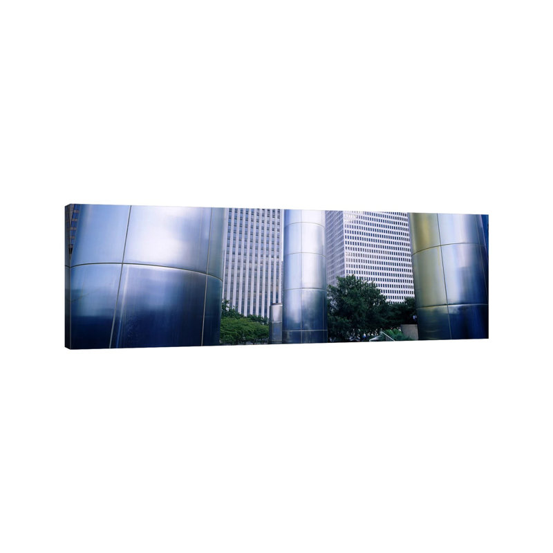 Columns of a Building, Downtown District, Houston, Texas, USA 1 Piece Wrapped Canvas Panoramic Wall Art