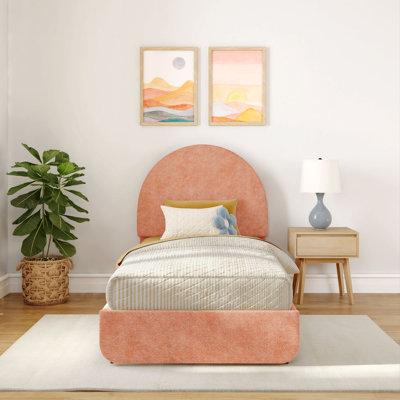 Beunca Solid Wood Upholstered Bed with Arch Headboard