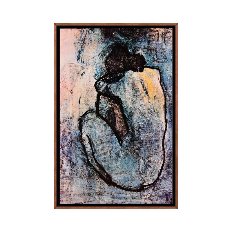 « blue nu » par pablo picasso-impression, H 40 po x l 26 po x P 1,5 po, Toile avec cadre en bois classique