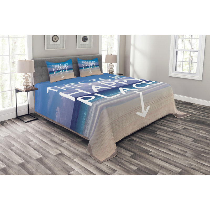 Blue/White 100% Microfibre Bedspread, 220 x 264 cm