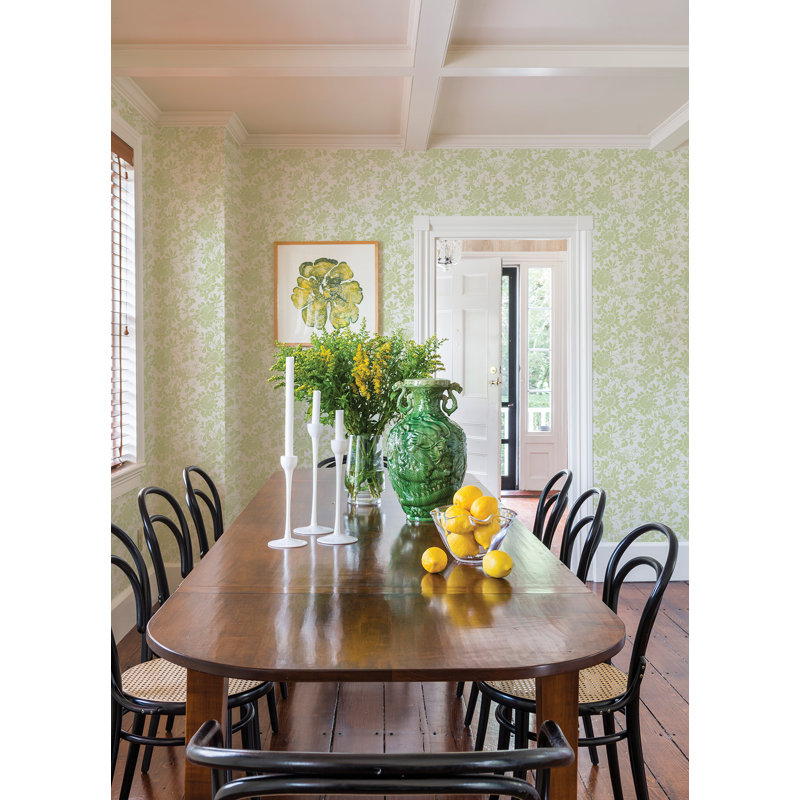 Floral Metallic Wallpaper Double Roll, Green