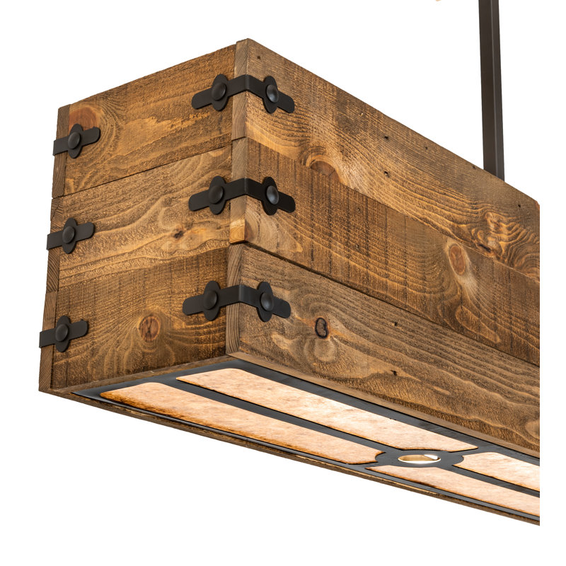 Reclaimed Wood and Bronze 12-Light Island Pendant