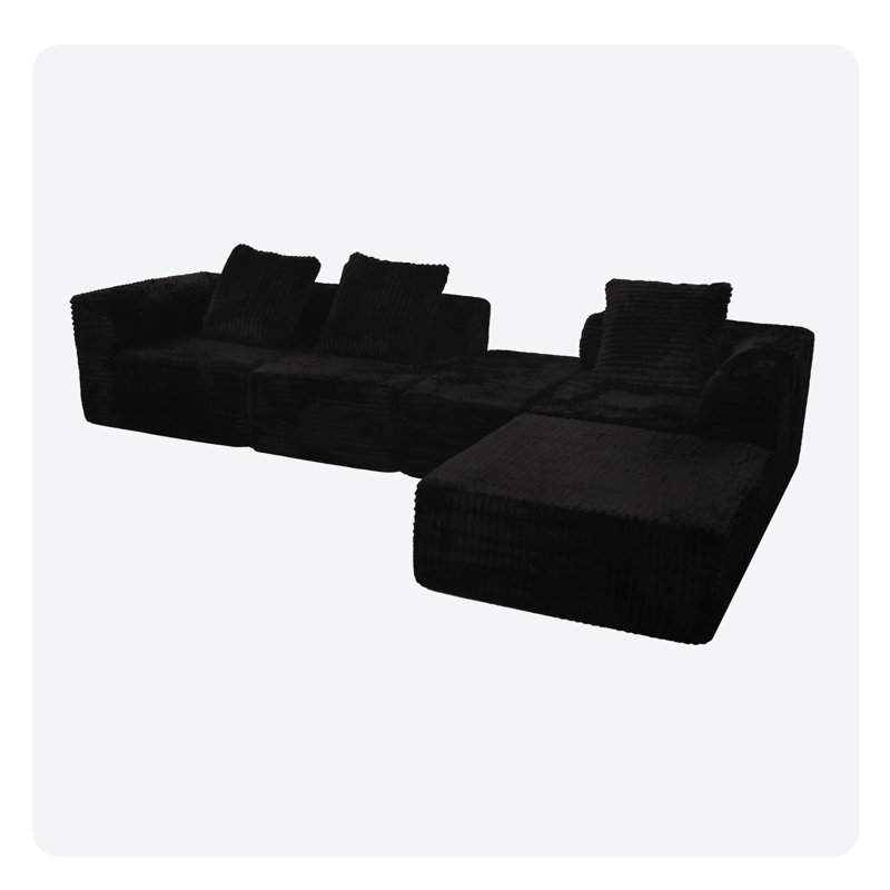 Canapé modulaire convertible convertible, Noir
