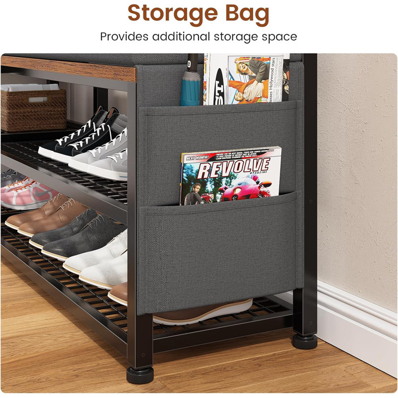 Hall Tree With Bench And Shoe Storage,7-in-1 Entryway Bench With Coat Rack, Hall Tree With Storage Bench, Hangrod And 9 Hooks, Rustic 