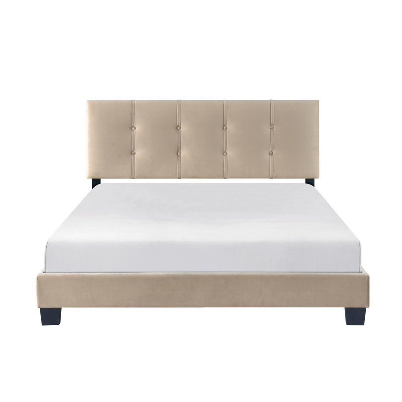 Cadre de lit plateforme Mid-Century, Grand lit, Marron clair