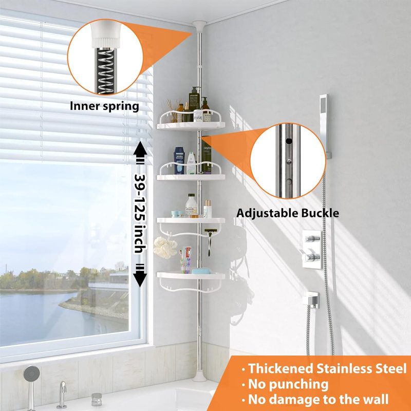Stainless Steel Shower Caddy, White