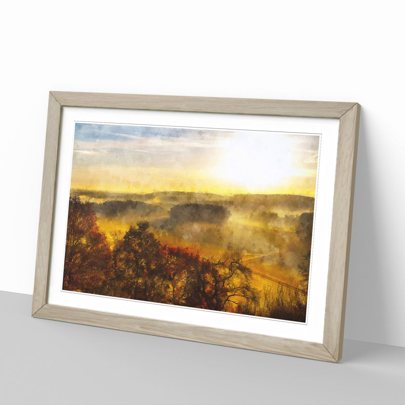 Sunrise over the Meadow - Picture Frame Painting, 36cm H x 48cm W x 2cm D, Oak Framed