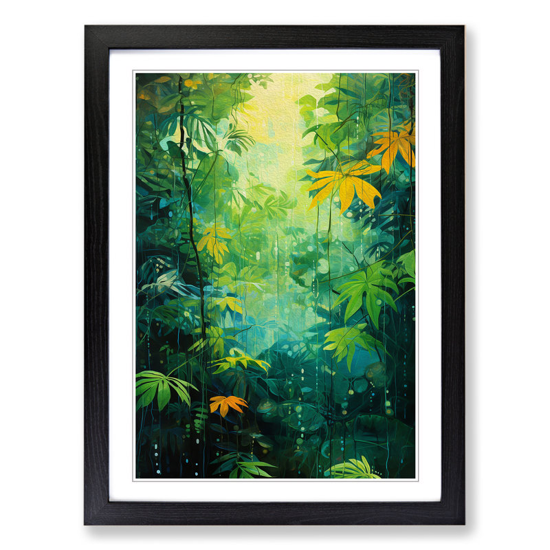 XYZ-FRM-V1223-5384 Rain Forest Abstract - Single Picture Frame Print on Wood, Black, 34cm H x 25cm W x 2cm D