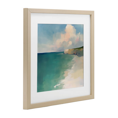 Turquoise Horizons Expression Framed Print Under Glass, design by Annabelle Hall