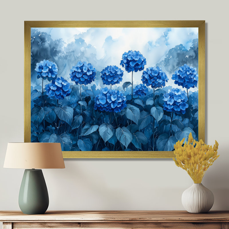 Jabel hortensias dans une tempête d'été - hydrangées, art mural, Reproduction encadrée d'une seule photo, H 30 po x l 40 po