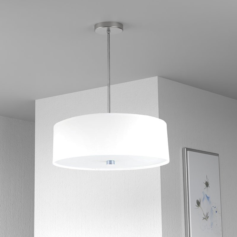 Tess 4 - Light Dimmable Drum Chandelier, Polished Chrome, White