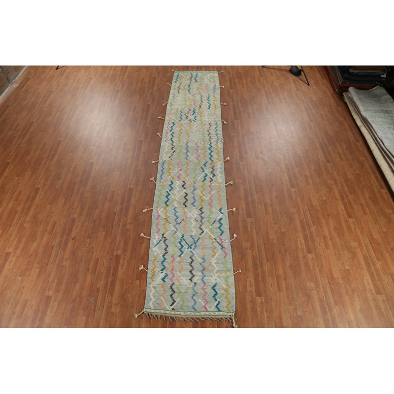 Handmade Moroccan Modern Runner Rug 3x16