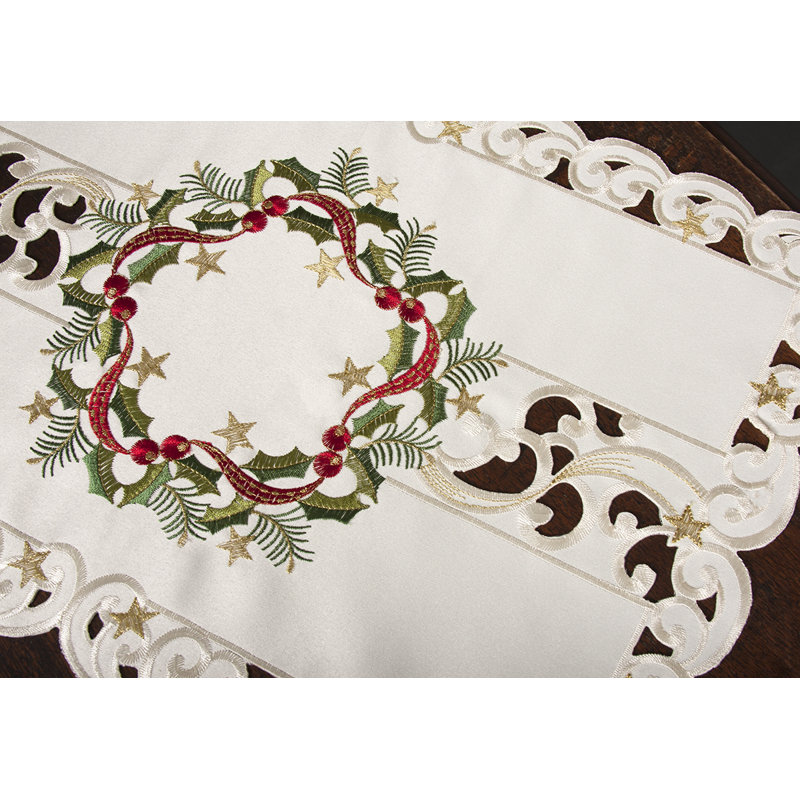 Drap de noël à nappes brodées en ruban de 19 po Wangaratta