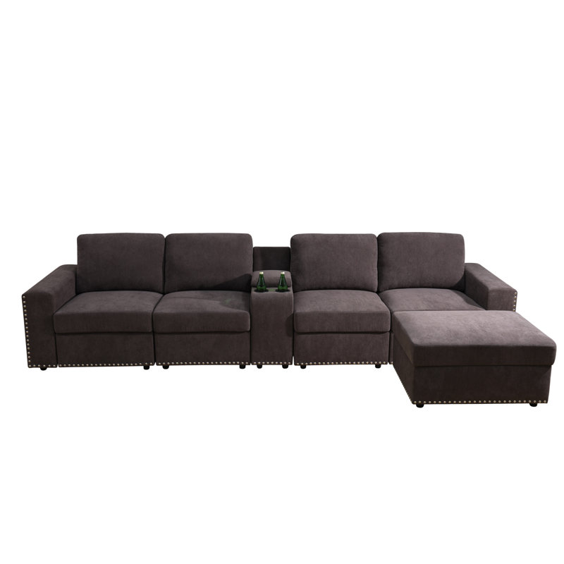 Canapé modulaire 6 pièces Merriman, Flanelle brune