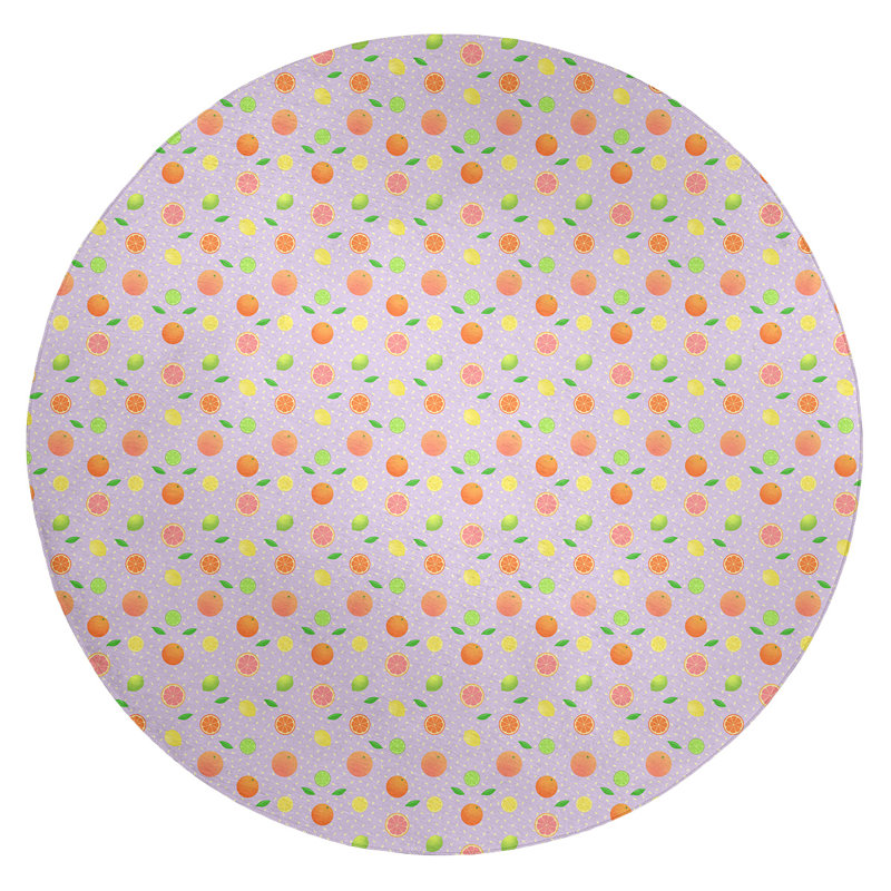 Tapis de fruits mauves agrumes, Rond 5 pi