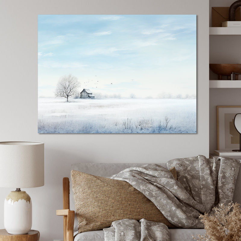 Paysage d'hiver, minimalisme sur toile, H 30 po x l 40 po x P 1,5 po, Toile tendue