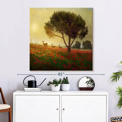 Arney Trees Poppies Deer II