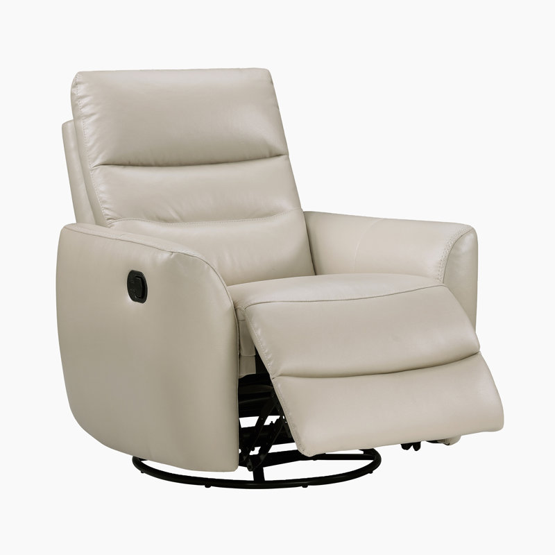 Fauteuil inclinable et oscillant pivotant en cuir fleur de qualité supérieure et moderne de 35,5 po avec pivot à 360 degrés Marianna