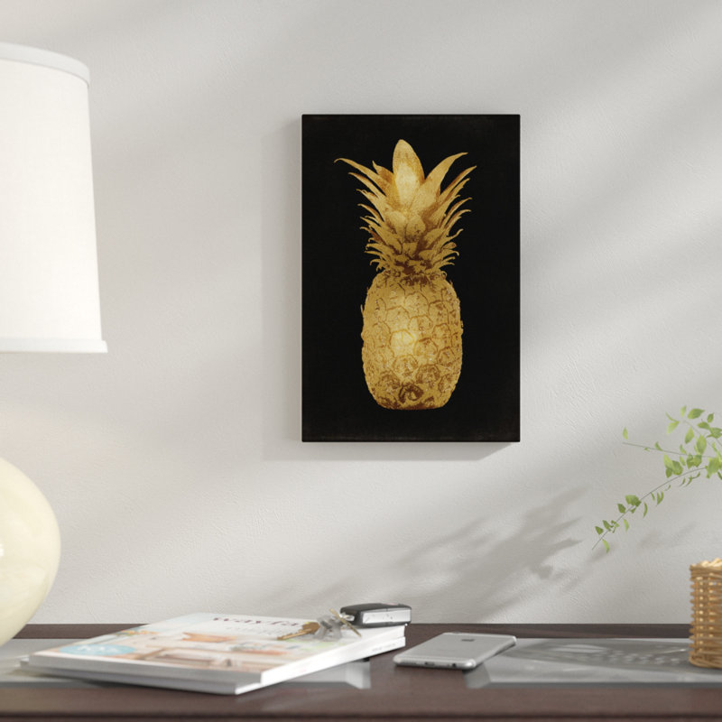 « ananas i », impression sur toile en noir, H 40 po x l 26 po x P 1,5 po, Toile tendue, Pas de tapis