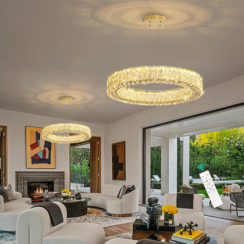 Glam Dimmable Crystal Chandelier, Gold