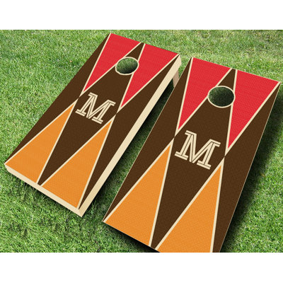 Ensemble de jeu de poches en bois massif avec triangles monogrammes 2 'x 4'