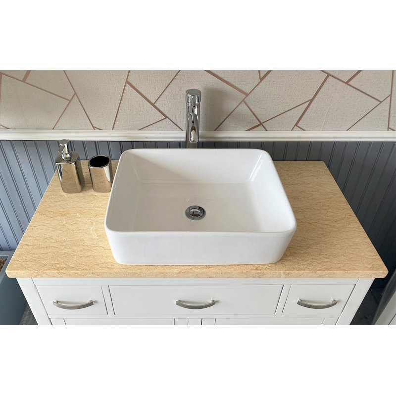 Ambellina 1000mm Single Bathroom Vanity with Vessel Ceramic Basin, White
