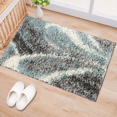 Farmerville Abstract Blue/Gray/Ivory Shag Area Rug