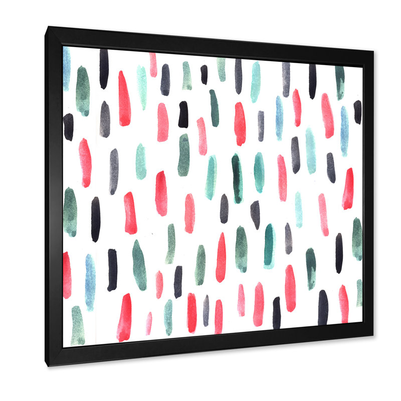 «Retro Blue and Red Vertical Strokes», impression sur toile, H 16 po x l 16 po x P 1 po, Cadre photo noir