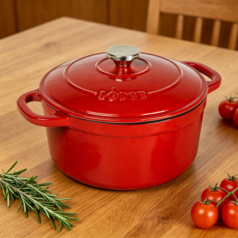 Four rétro en émail rouge rétro: un essentiel de cuisine de 5,5 pintes de grande capacité qui allie style et substance.