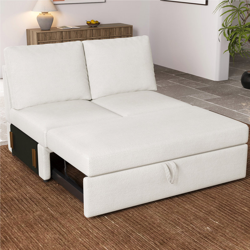 Module de canapé-lit modulaire sans accoudoirs Rafael, Chenille beige
