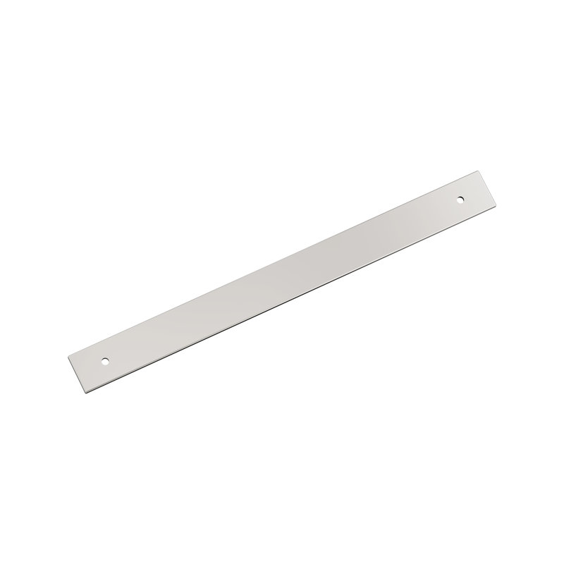 Plaque arrière rectangulaire en nickel poli Ladera, Nickel poli, H 1,25 po x l 13,875 po x P 0,125 po