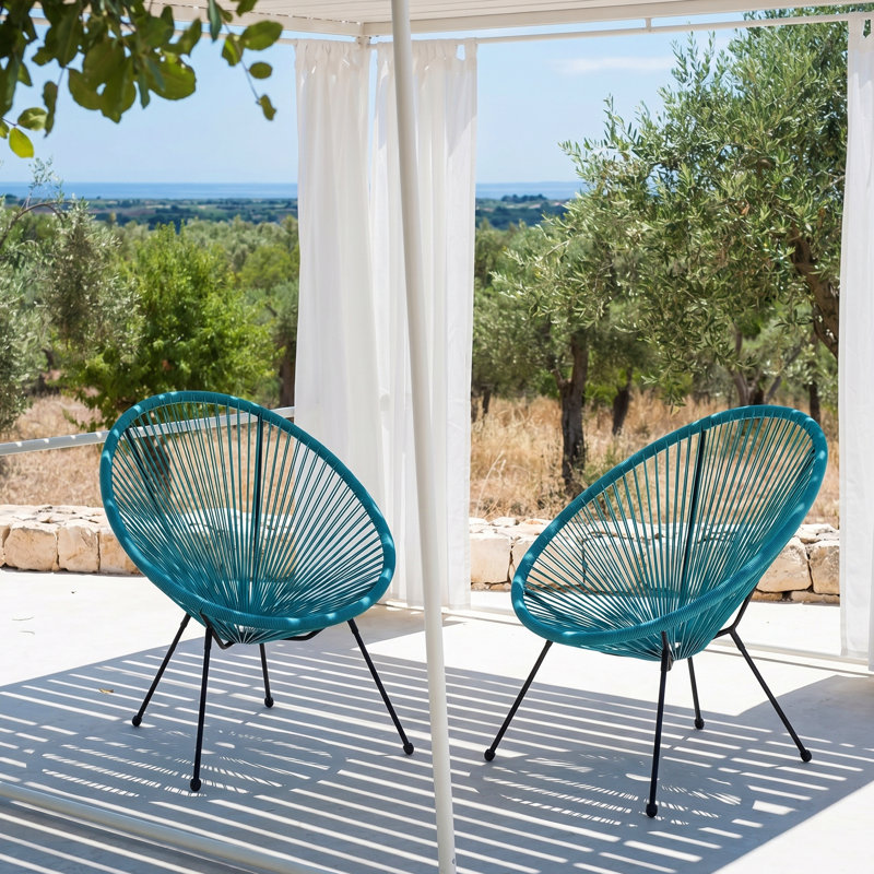 Chaise d'extérieur en tissu hamac Levon, Bleu sarcelle