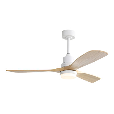 52 Inch Ceiling Fan With Dimmable Led Light 6 Speed Remote 3 Wood Blade Reversible DC Motor For Bedroom