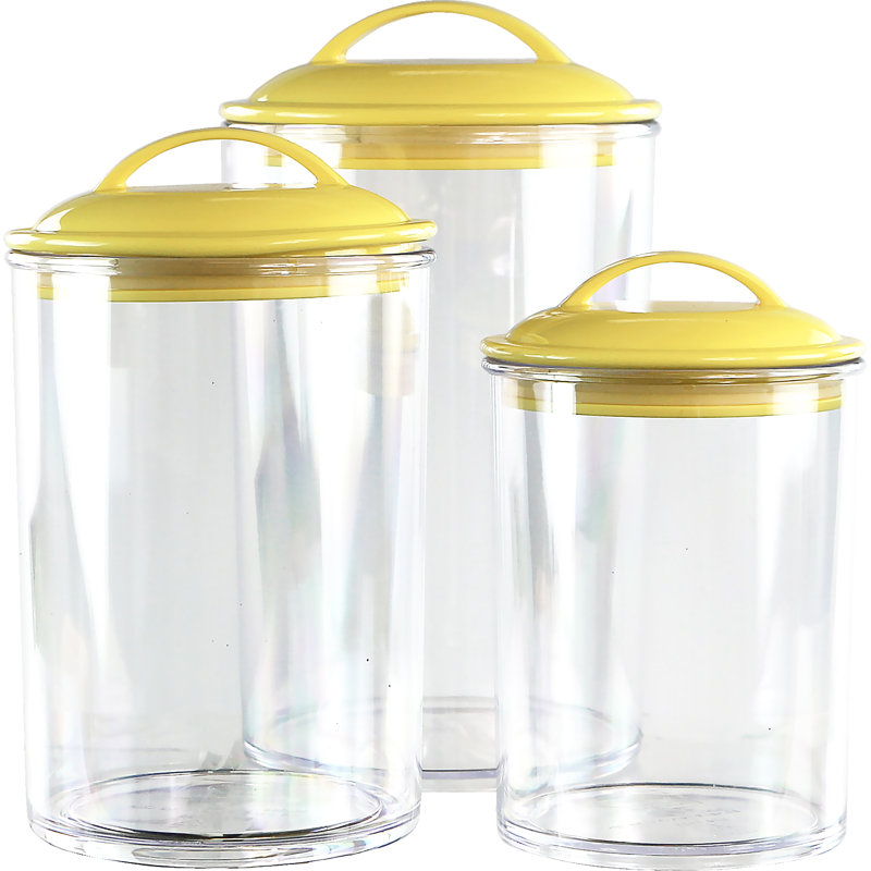 Ensemble de 3 contenants de rangement en acrylique Calypso Basics par Reston Lloyd, Citron
