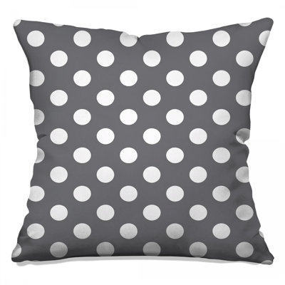 Gray White Polka Dots Double Sided Throw Pillows