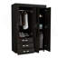 Armoire mobile Hamilton, armoire 4 portes, trois tiroirs, tringles, quatre tablettes, wengé noir - chambre à coucher-693950290