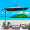Parasol carré carré de 8X2,5M avec parasol solaire 8 lumières à DEL avec manivelle et base transversale pour terrasse de jardin