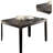 Rectangular Dining With Black Table And Brown Fabric Cushions 5pc : Solid Wood Table, Upholstered Chairs, Base