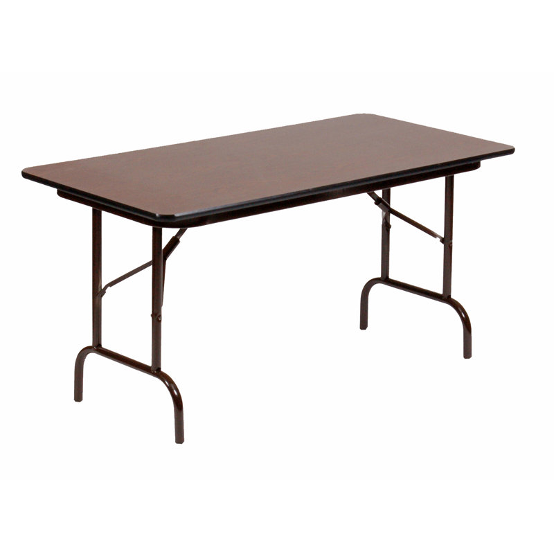 Walnut Brown Steel Rectangular Folding Table with Melamine Top