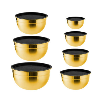 Stainless Steel Mixing Bowls with Lids, Nesting Salad Bowls for Baking Prepping(7pcs)
