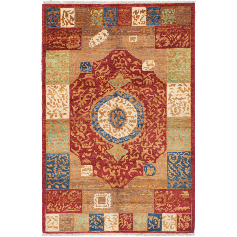 Tapis en laine rouge/brun 5 pi 1 po x 7 pi 10 po one-of-kind à la main-noué la 2010 shalimar Céline