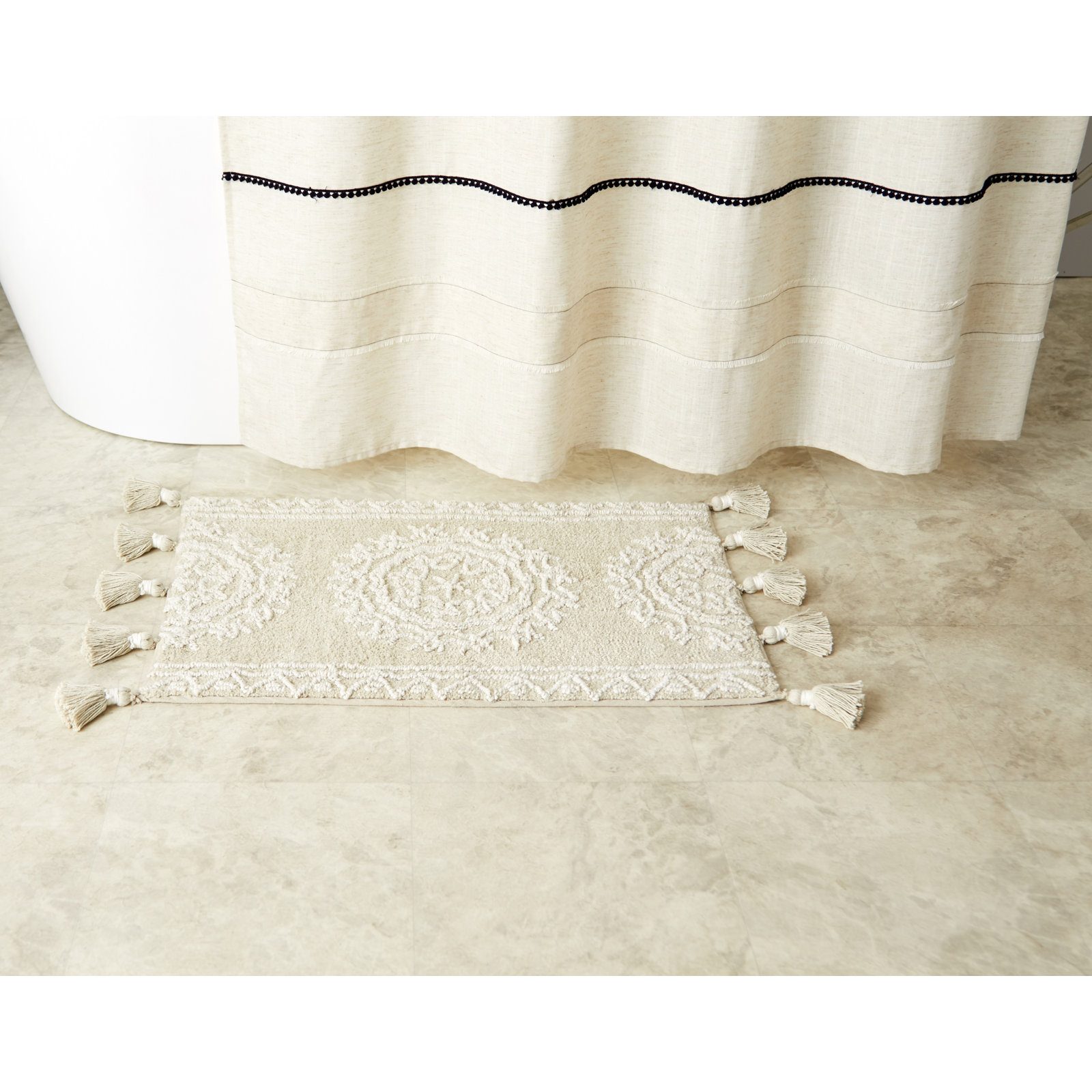Etta Cotton Bath Rug, 24" W x 40" L, Tan