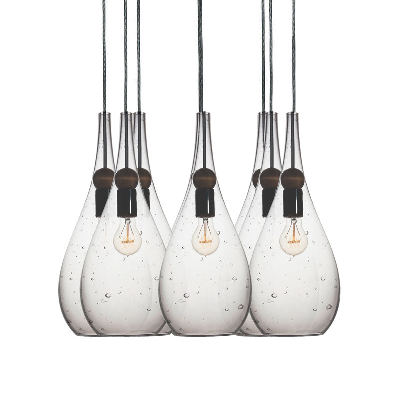 Earth 8 - Light Chandelier, Smoke Glass, Ship Rod, 72" H x 18" W x 18" D