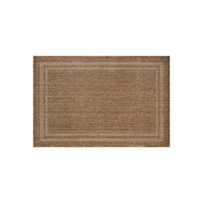 Border Sand/Natural Easy-Care Jute-Style Indoor/Outdoor Flat Woven Area Rug