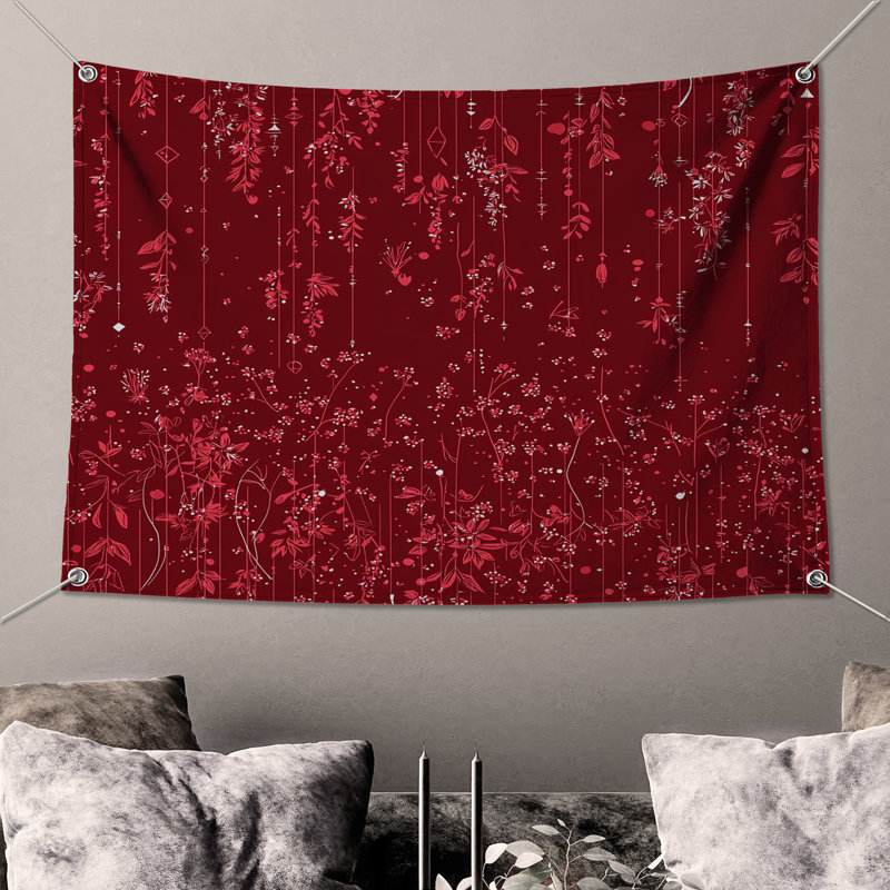 Tapisserie murale florale - Décoration murale nature, H 104 po x 88 avec 4 œillets