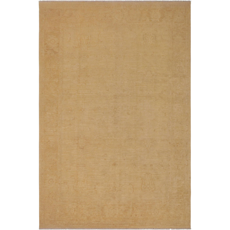 Tapis brun clair en laine noué à la main 8 pi 10 po x 12 pi 6 po Abstract