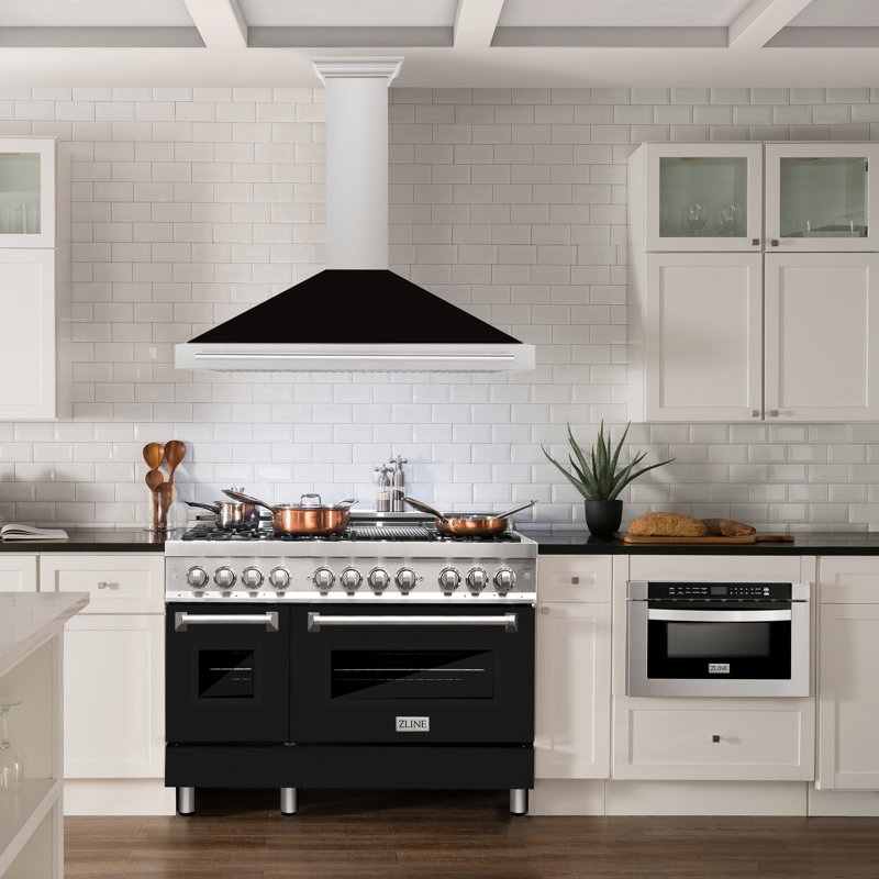 48" 400 CFM Ducted Wall Mount Range Hood, Black Matte