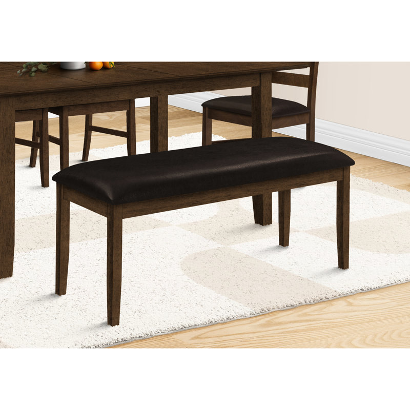 48" Rectangular Bench With Upholstered Seat - Brown Solid Wood, Foam Filled Stylish Upholstery