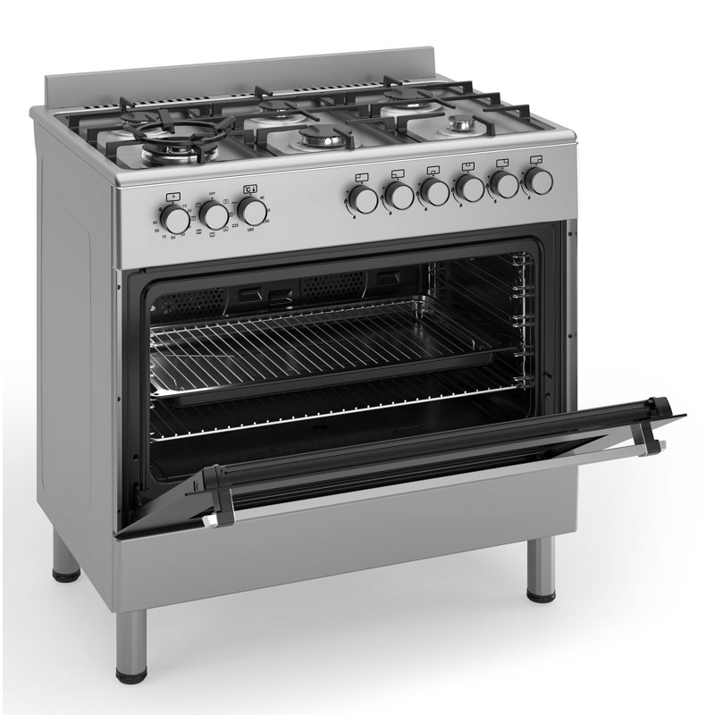 Ferre 90cm Dual Fuel Range Cooker With Double Turbo Fan & 6 Burner(1 Wok) - Stainless Steel