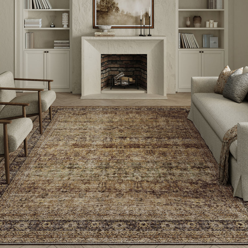 Kitty Machine Washable Oriental Area Rug with Non-Slip Backing, Rectangle 8' x 10'